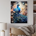 thumbnail image 1 of Designart "Dance of the Peacock Blue Coral Indian Art I" Animals Floater Framed Canvas Print, 1 of 7