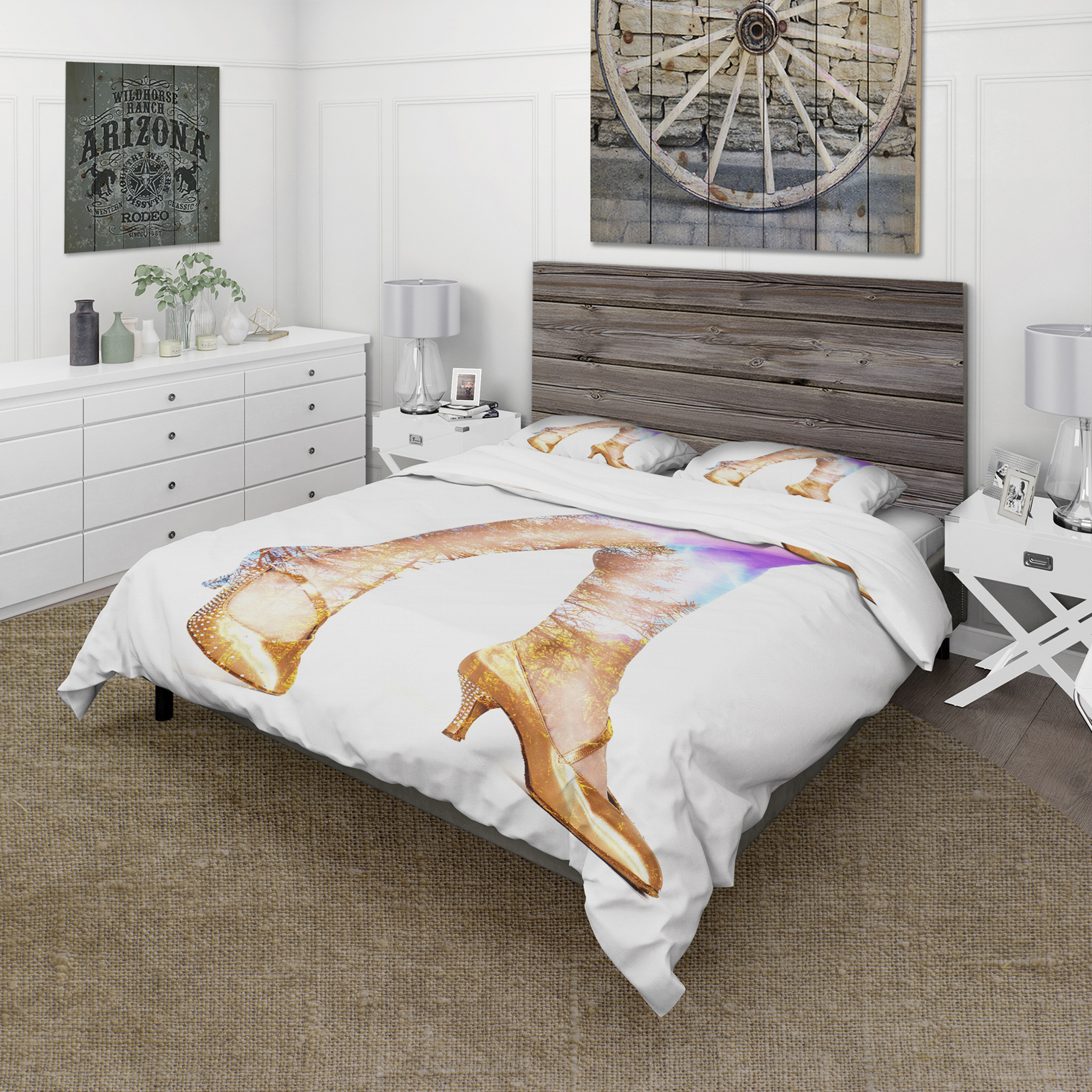 Designart 'Dancer Legs and Treescape Double Exposure' Portrait Duvet Cover Set
