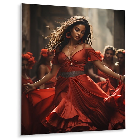 Designart "Dancers in Red, Cuban Style" Portrait Metal Wall Decor