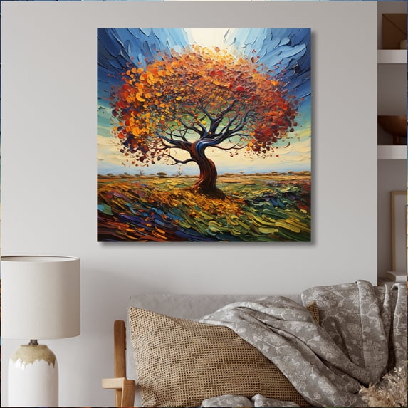 Designart "Dancing Baobab Tree II" Botanical Metal Art Living Room