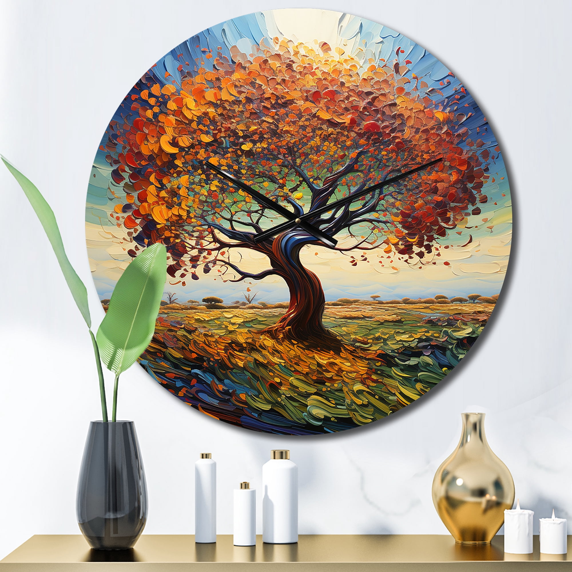 Designart "Dancing Baobab Tree II" Botanical Oversized Wall Clock ...