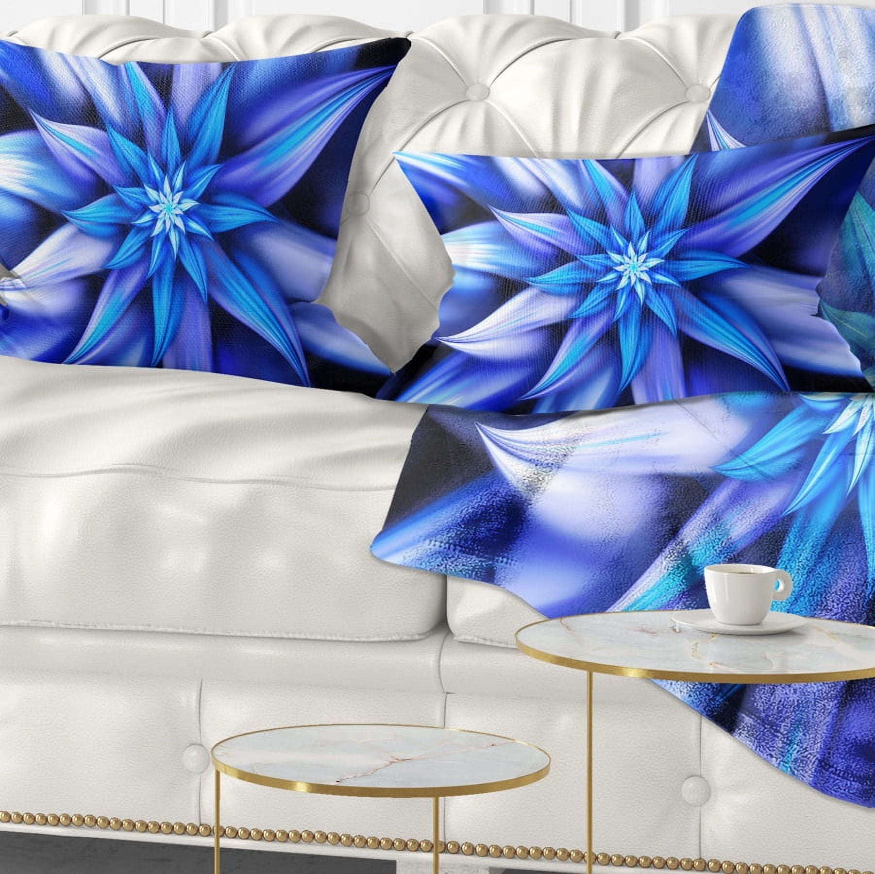 Designart Dancing Blue Flower Petals - Floral Throw Pillow - 12x20