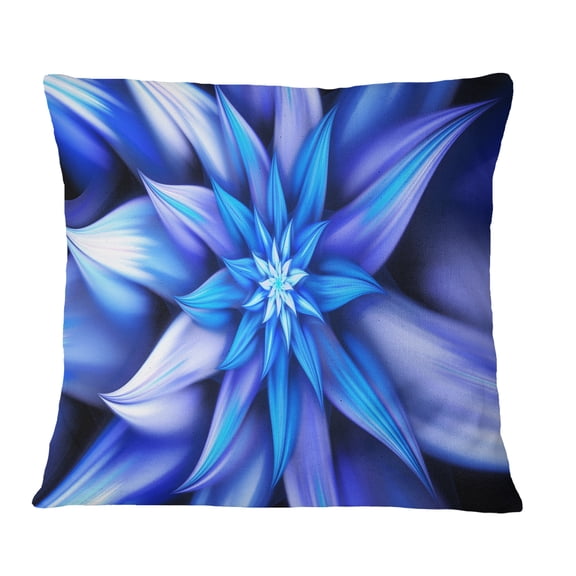 Designart Dancing Blue Flower Petals - Floral Throw Pillow - 18x18