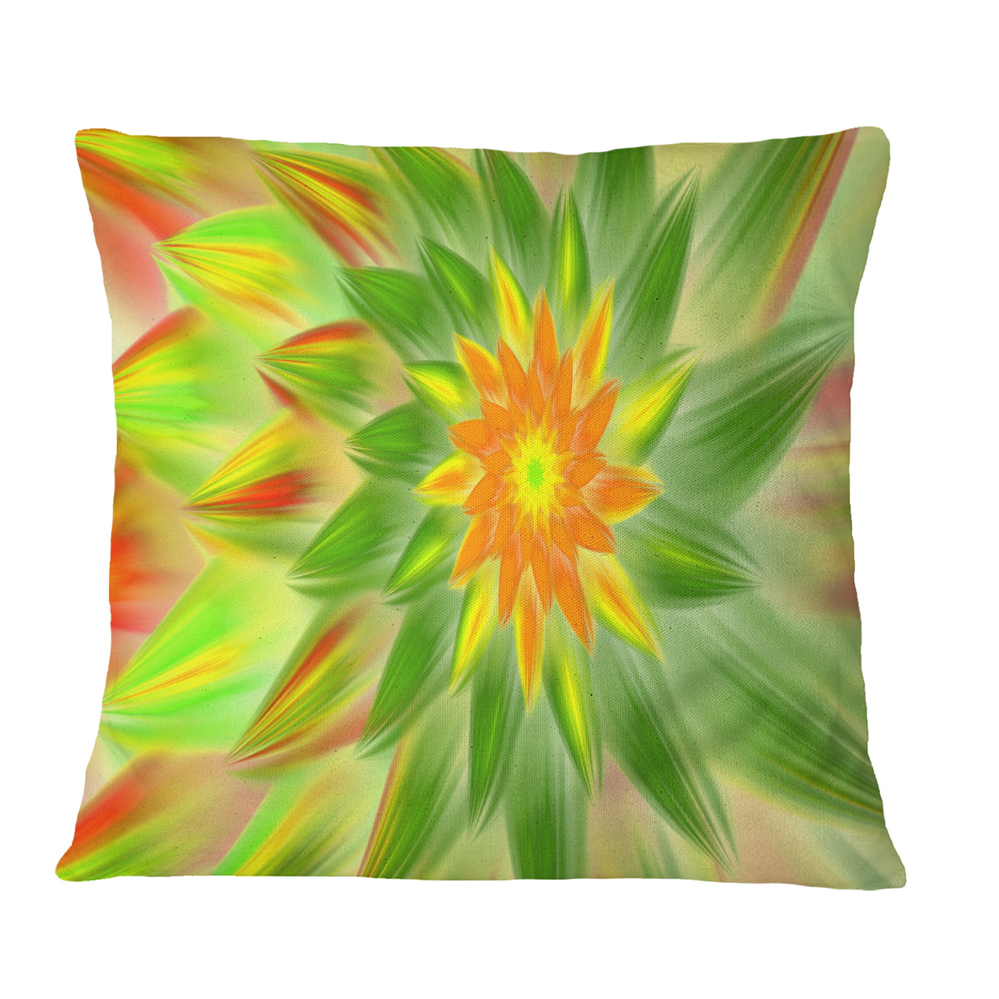 Designart Dancing Green Fractal Flower - Floral Throw Pillow - 18x18