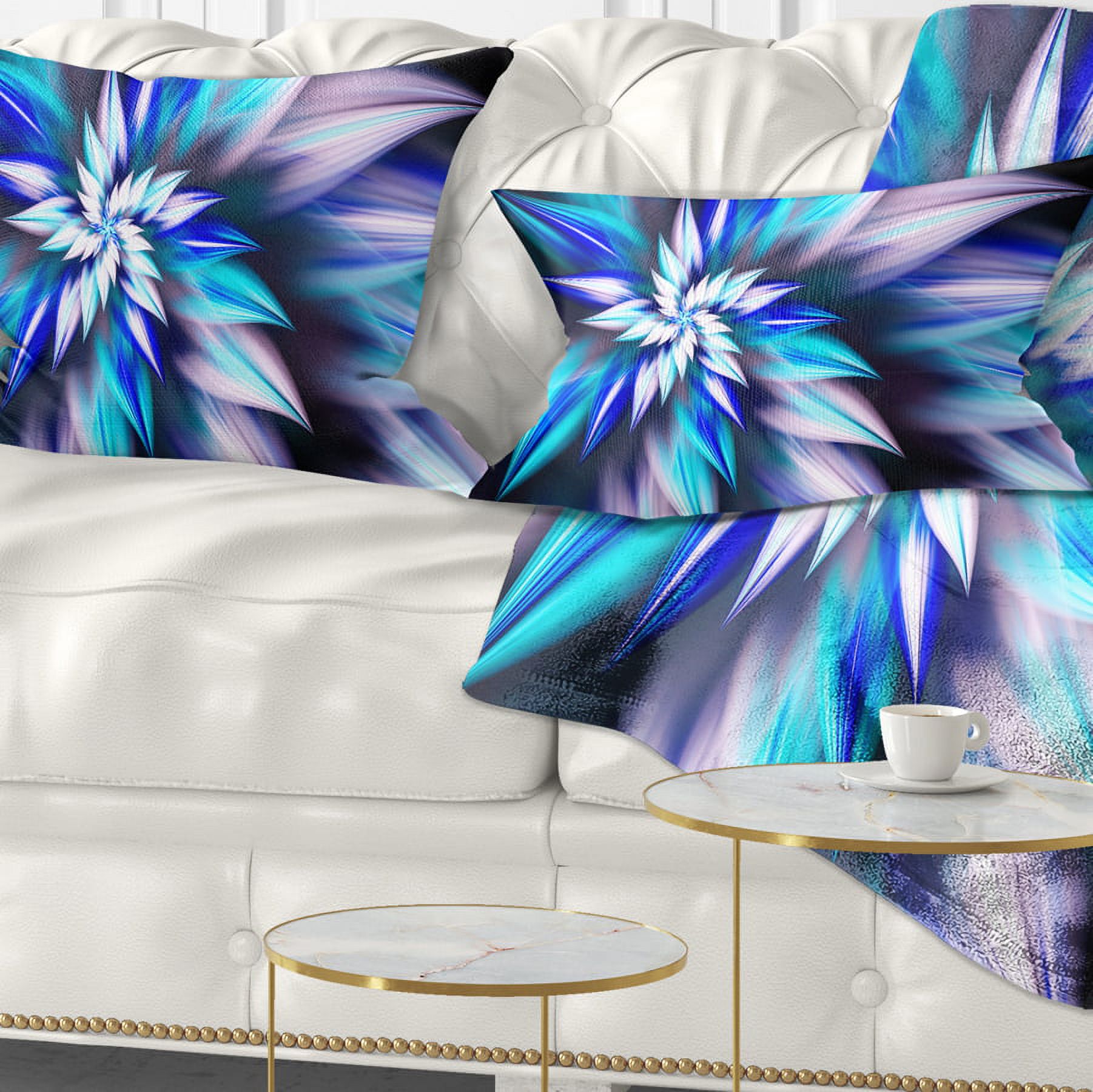 Designart Dancing Light Blue Flower Petals - Floral Throw Pillow - 12x20