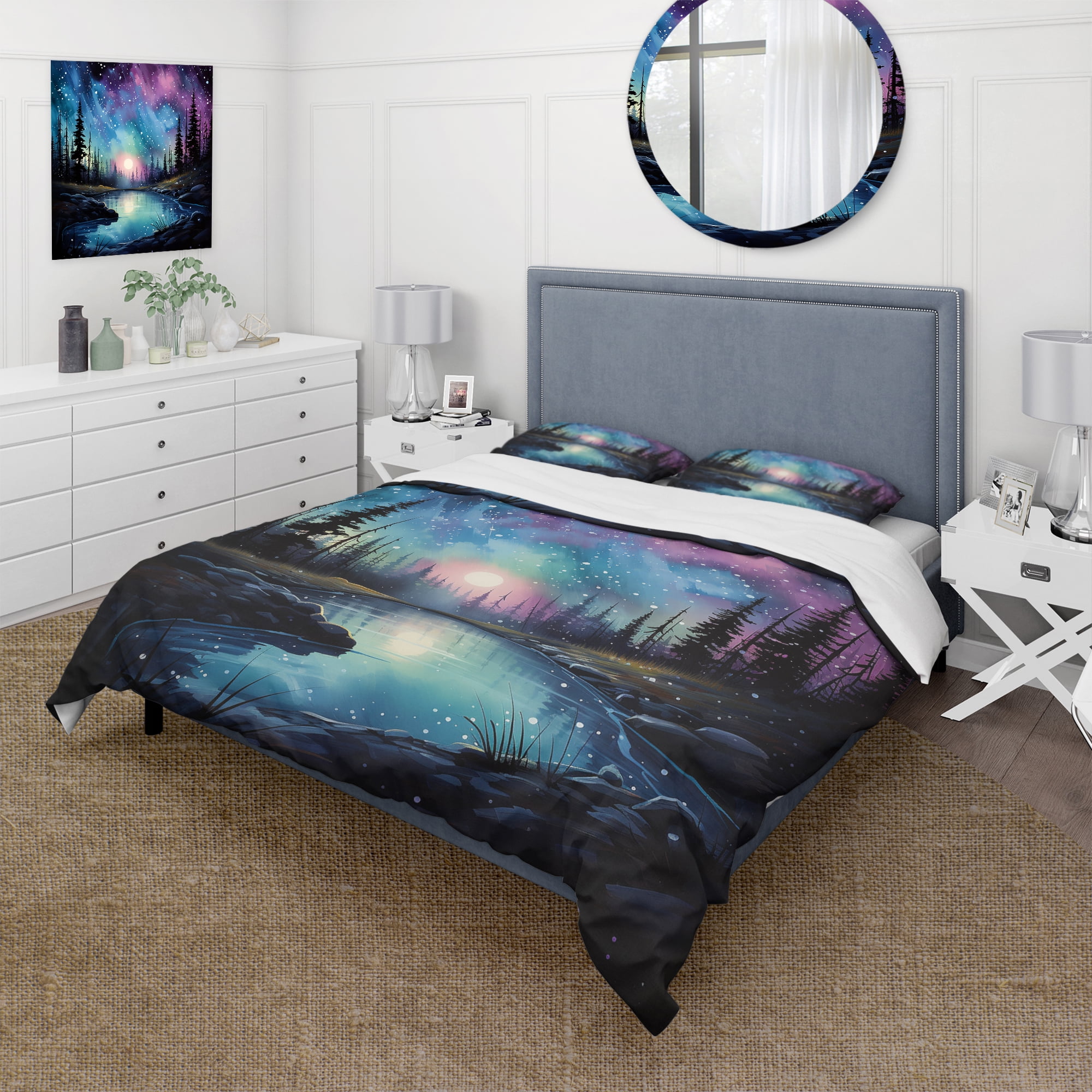 Aurora Borealis Twin Duvet Cover Set with Sham