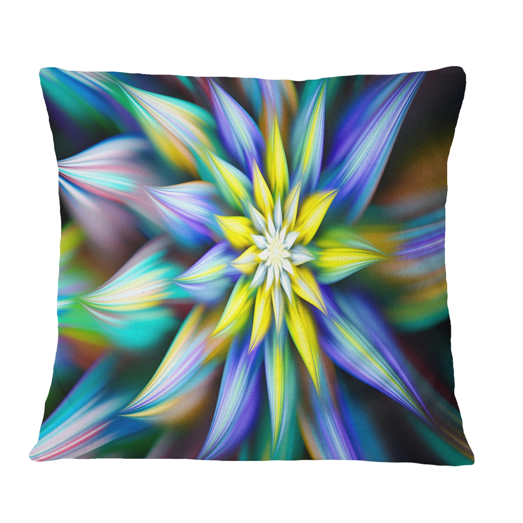 Designart Dancing Multi Color Flower Petals - Floral Throw Pillow - 18x18