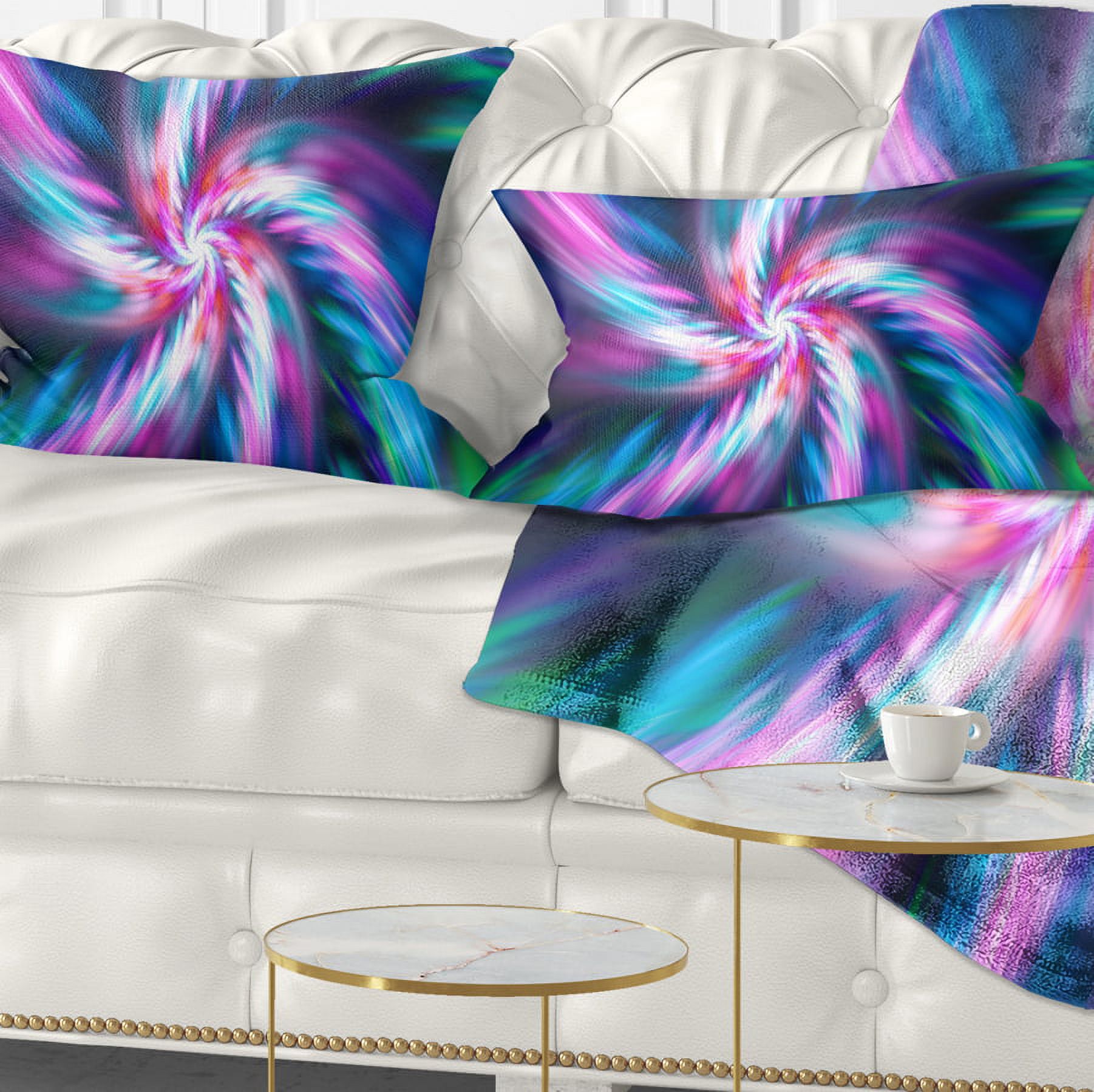 Designart Dancing Multi Color Fractal Flower - Floral Throw Pillow - 12x20