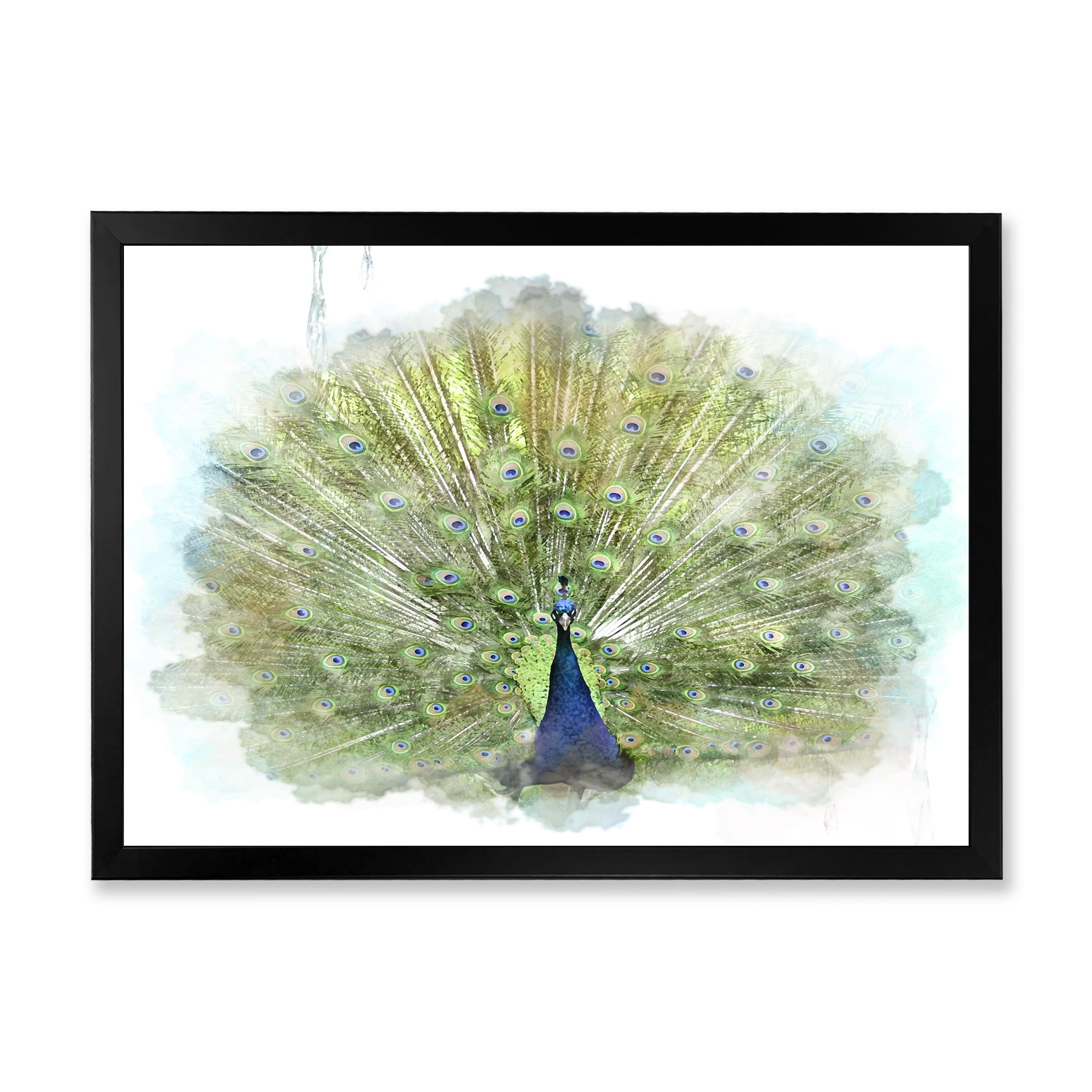 Designart 'Dancing Peacock Bird' Traditional Framed Art Print