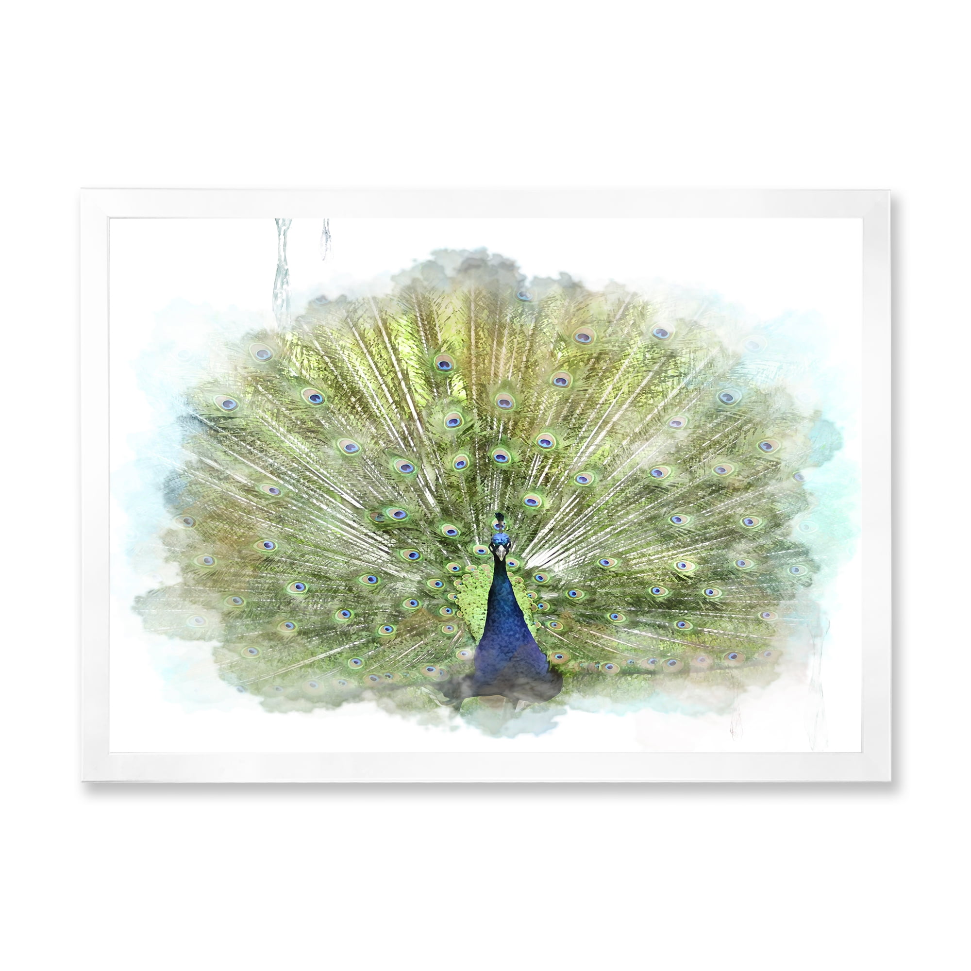 Designart 'Dancing Peacock Bird' Traditional Framed Art Print