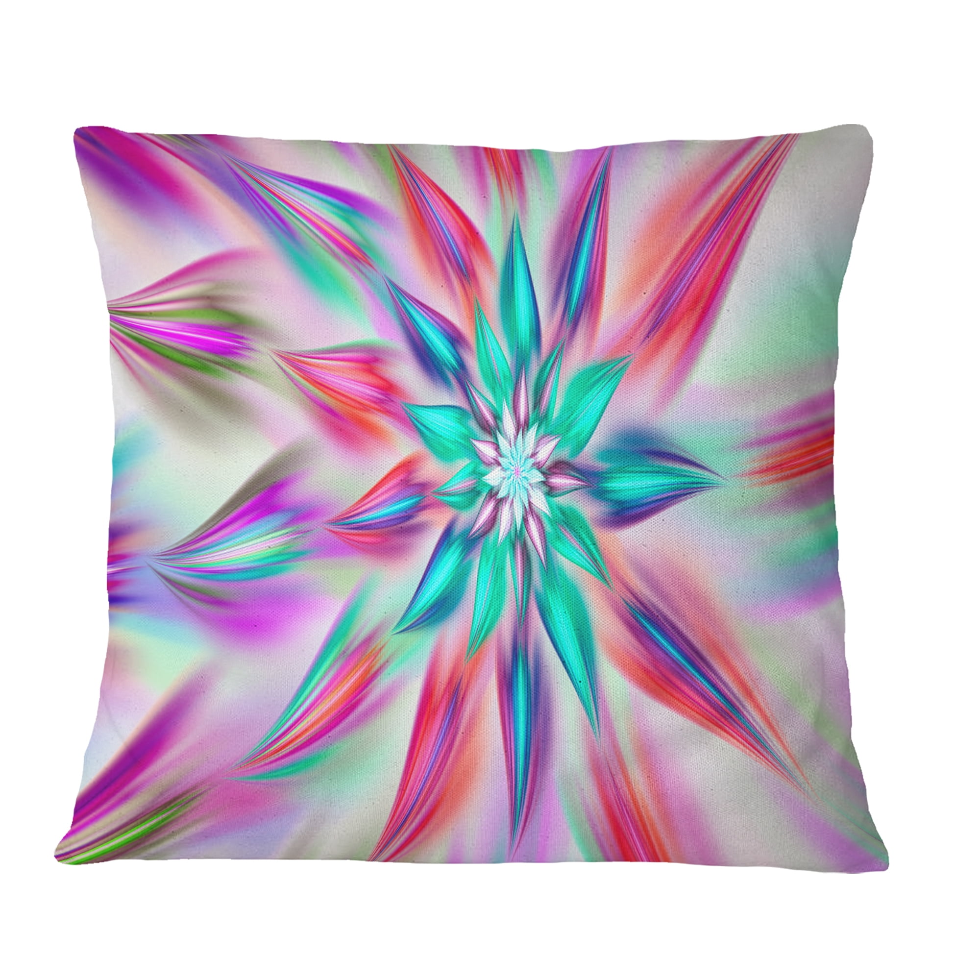 Designart Dancing Pink Flower Petals - Floral Throw Pillow - 16x16