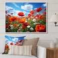 thumbnail image 1 of Designart "Dancing Poppies Red and Blue Floral Rhapsody II" Floral Floater Framed Canvas Art Print, 1 of 7