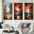 thumbnail image 1 of Designart "Dancing Shadows Green Pine Tree" Floral Framed Wall Art Set Of 3 - Green Tree Pine Frame Gallery Set For Office Decor, 1 of 1