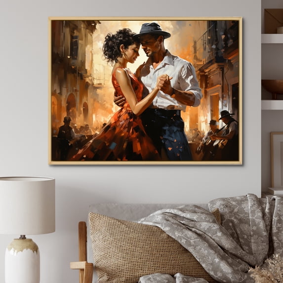 Designart "Dancing Through Salsa Nights in Cuba I" People Floater Framed Canvas Art Print