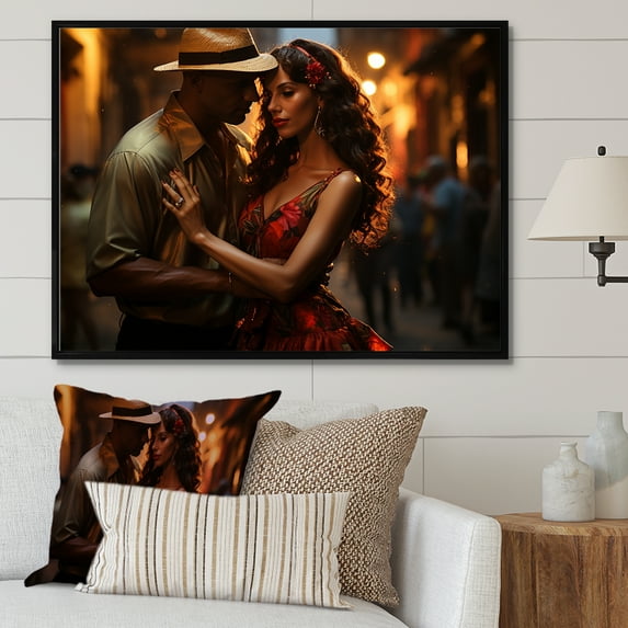 Designart "Dancing To The Salsa Rhythms Of Havana" Cuba Floater Framed Wall Art Prints