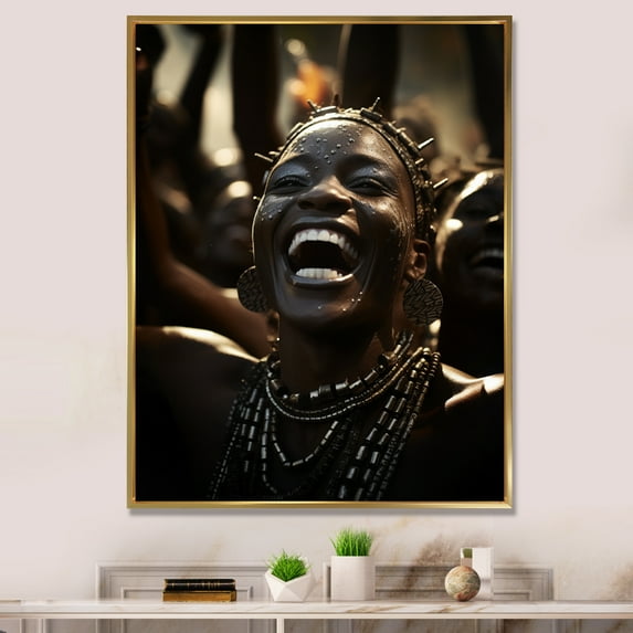 Designart "Dancing to African Rhythms I" African American Floater Framed Canvas Print