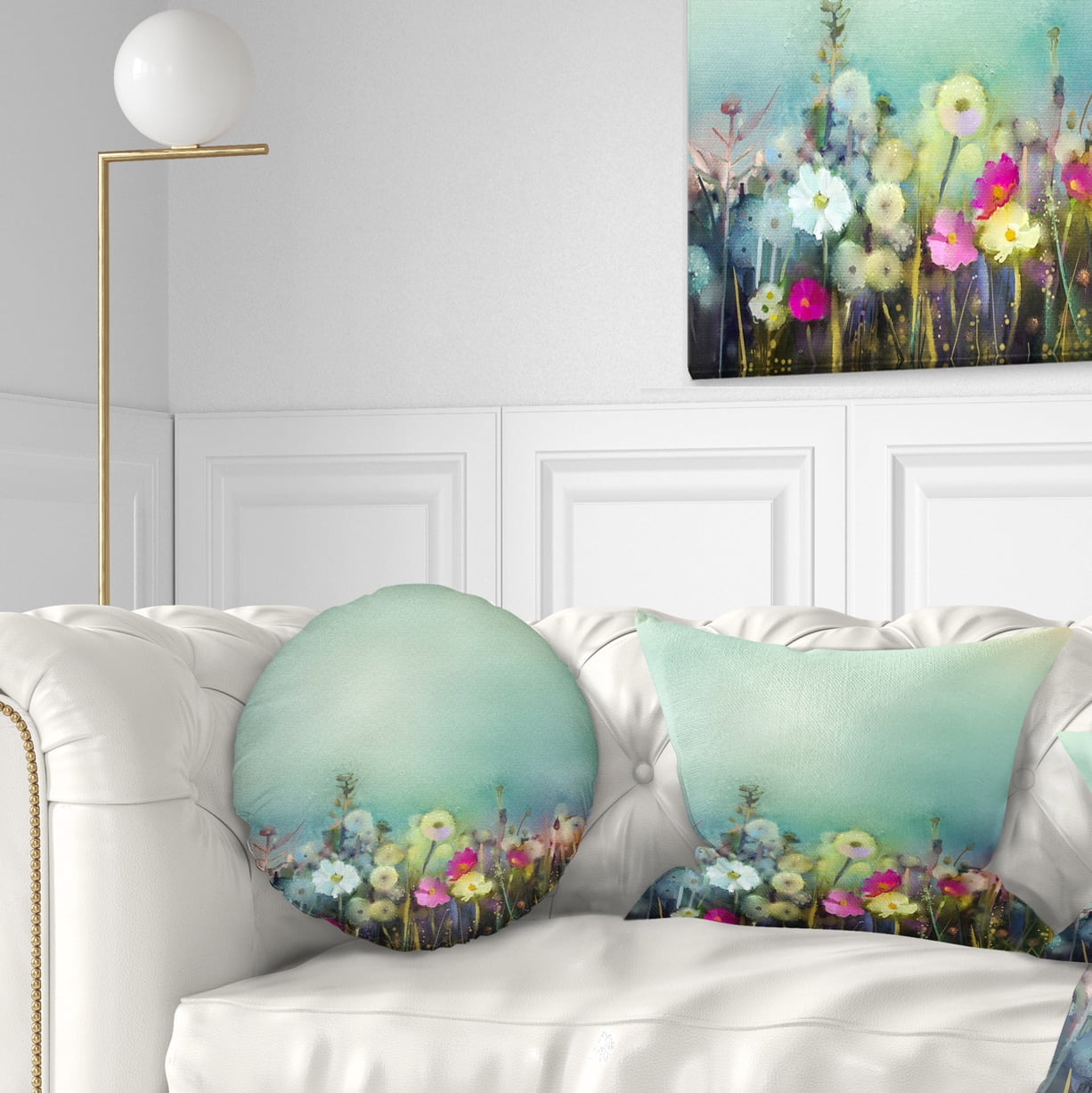 Designart Dandelion Poppy and Daisy Flowers - Floral Throw Pillow - 12x20