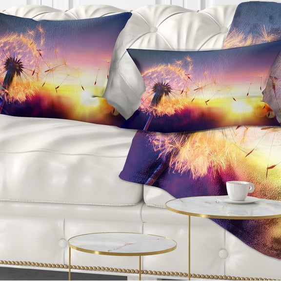 Designart Dandelion at Sunset Freedom to Wish - Abstract Throw Pillow - 12x20
