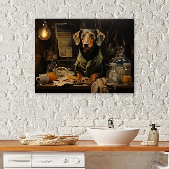 Designart "Dapper Dachshunds In The Laundry" Laundry Wall Decor