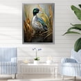 thumbnail image 1 of Designart "Dappled Drake at the Pond I" Animals Framed Wall Art - Traditional Blue Duck Entryway Framed Wall Art Print, 1 of 6