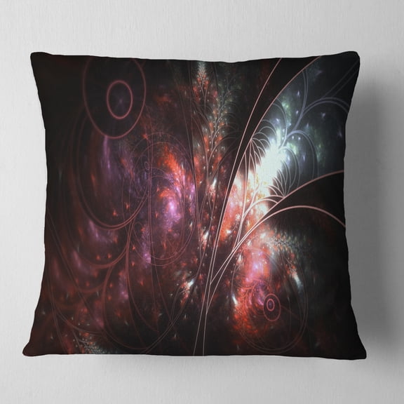 Designart Dark Alien Digital Art Fractal Flower - Floral Throw Pillow - 16x16