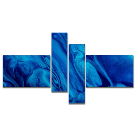 Designart 'Dark Blue Abstract Acrylic Paint Mix ' Abstract Art on Canvas
