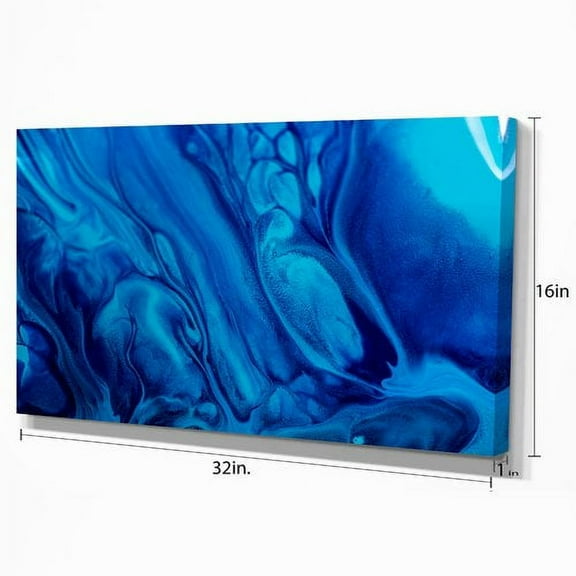 Designart 'Dark Blue Abstract Acrylic Paint Mix ' Abstract Art on Canvas