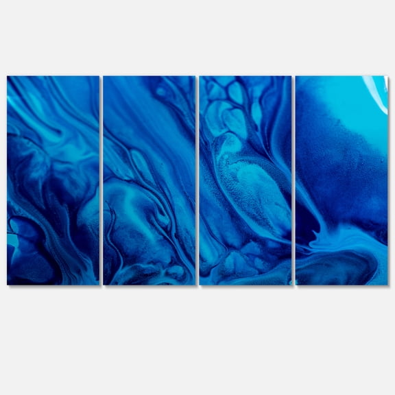 Designart 'Dark Blue Abstract Acrylic Paint Mix ' Abstract Art on Canvas