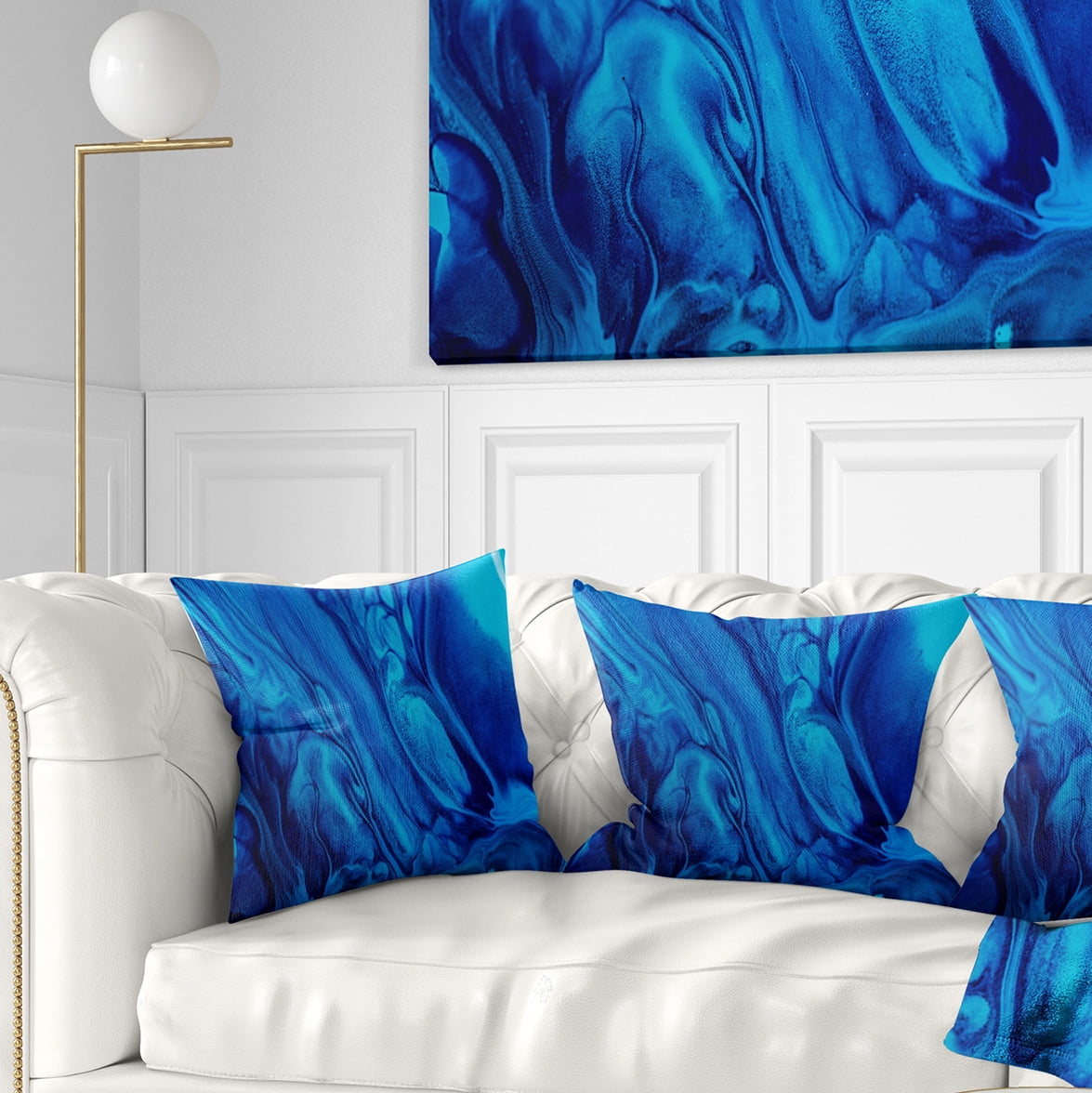 Designart Dark Blue Abstract Acrylic Paint Mix - Abstract Throw Pillow - 18x18