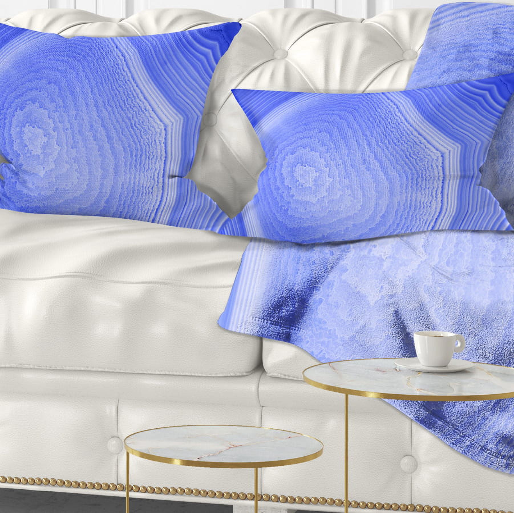Designart Dark Blue Agate Structure - Abstract Throw Pillow - 12x20