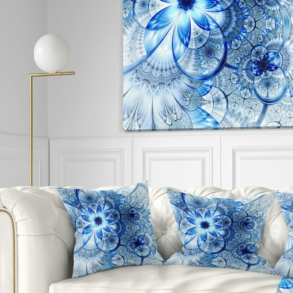 Designart Dark Blue Flower Pattern Design - Floral Throw Pillow - 18x18