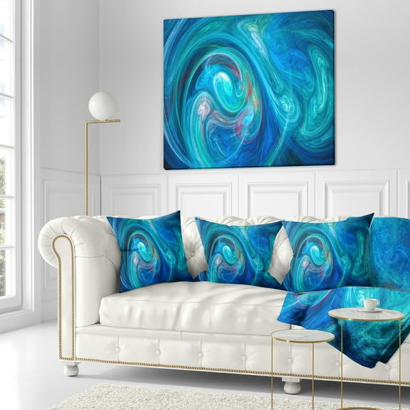 Designart Dark Blue Fractal Abstract Texture - Abstract Throw Pillow - 18x18