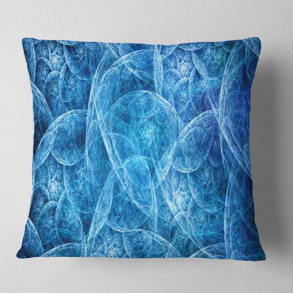 Designart Dark Blue Fractal Dramatic Clouds - Abstract Throw Pillow - 18x18