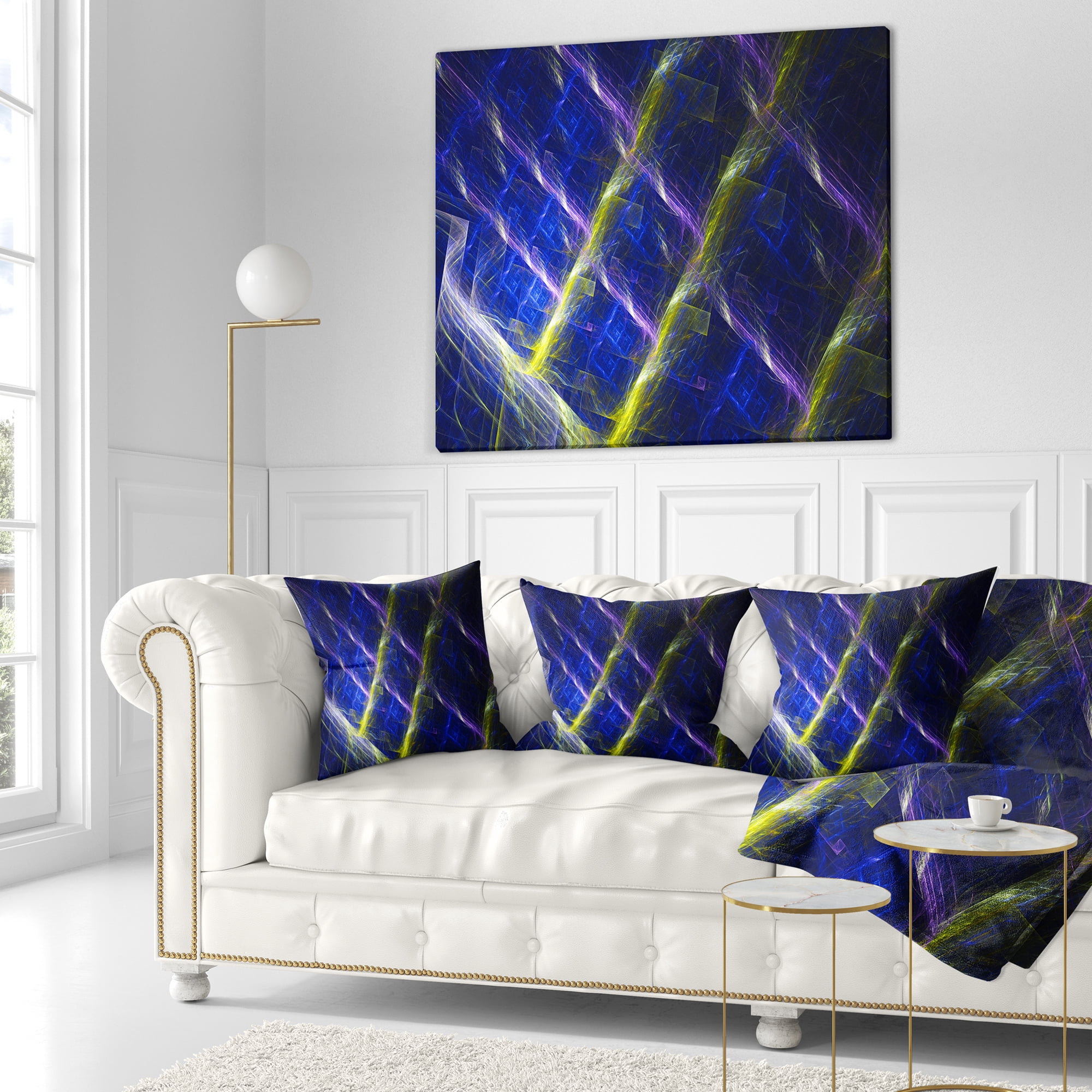 Designart Dark Blue Fractal Grill - Abstract Throw Pillow - 16x16