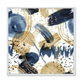 thumbnail image 1 of Designart 'Dark Blue & Golden Textures With Abstract Pattern' Modern Framed Canvas Wall Art Print, 1 of 5