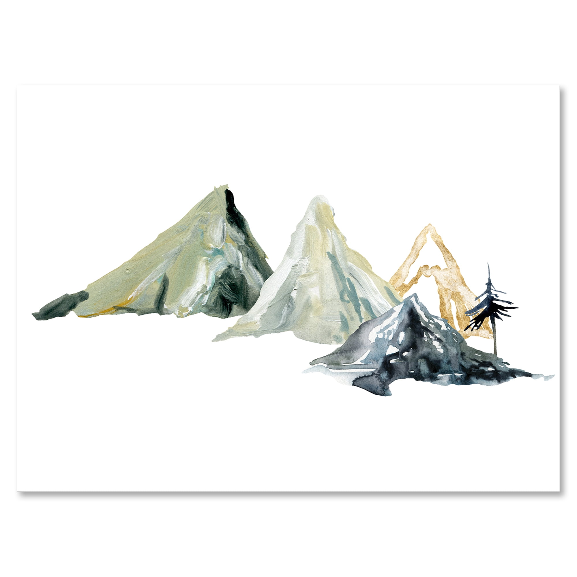 Designart ' Dark Blue Mountain Landscape Winter Minimalistic I ' Modern Canvas Wall Art Print