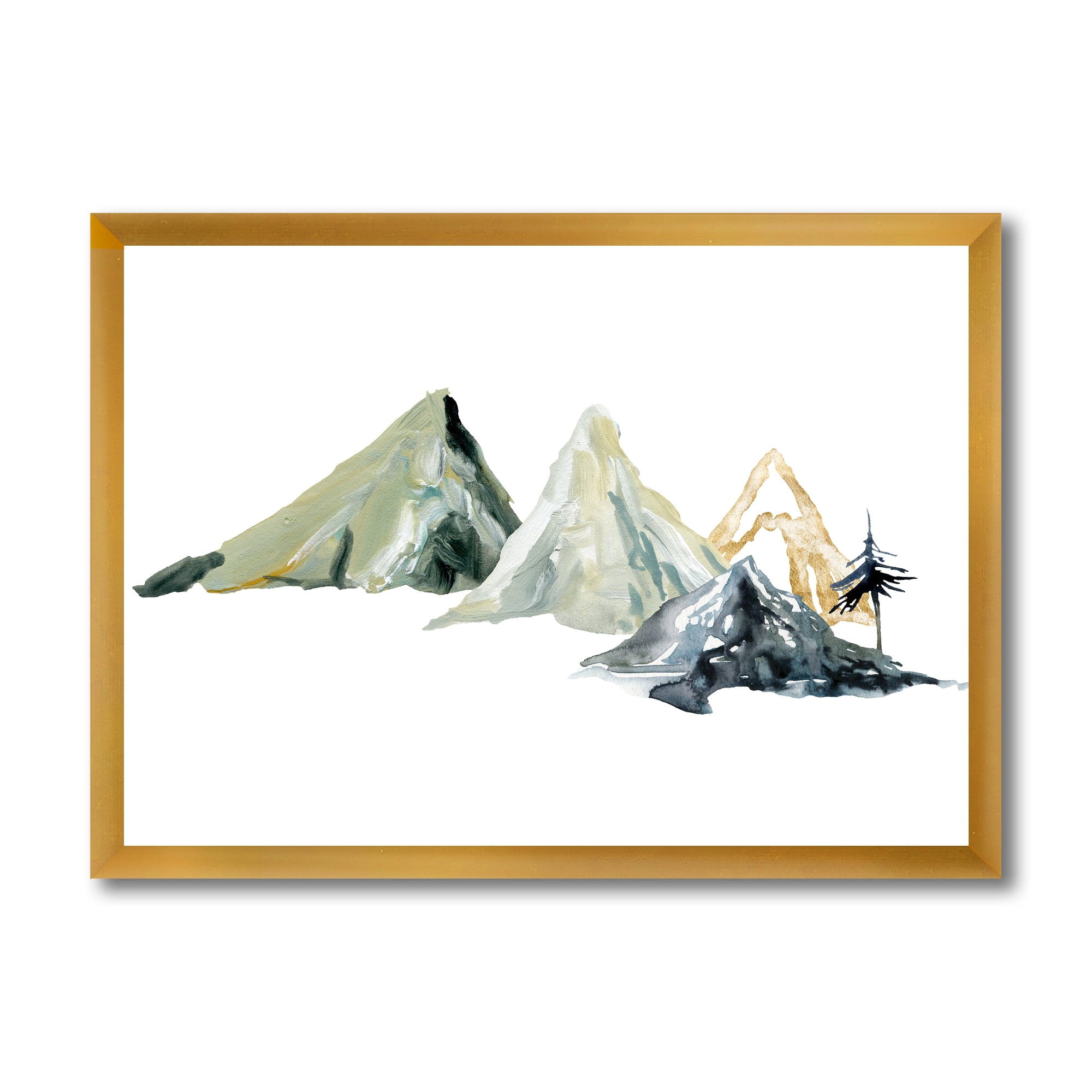 Designart 'Dark Blue Mountain Landscape Winter Minimalistic I' Modern Framed Art Print