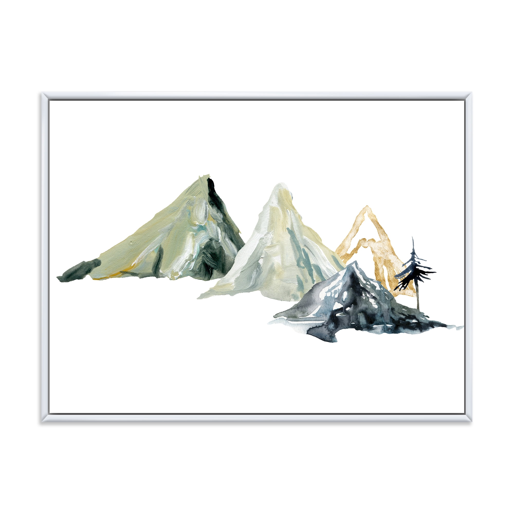 Designart 'Dark Blue Mountain Landscape Winter Minimalistic I' Modern Framed Canvas Wall Art Print
