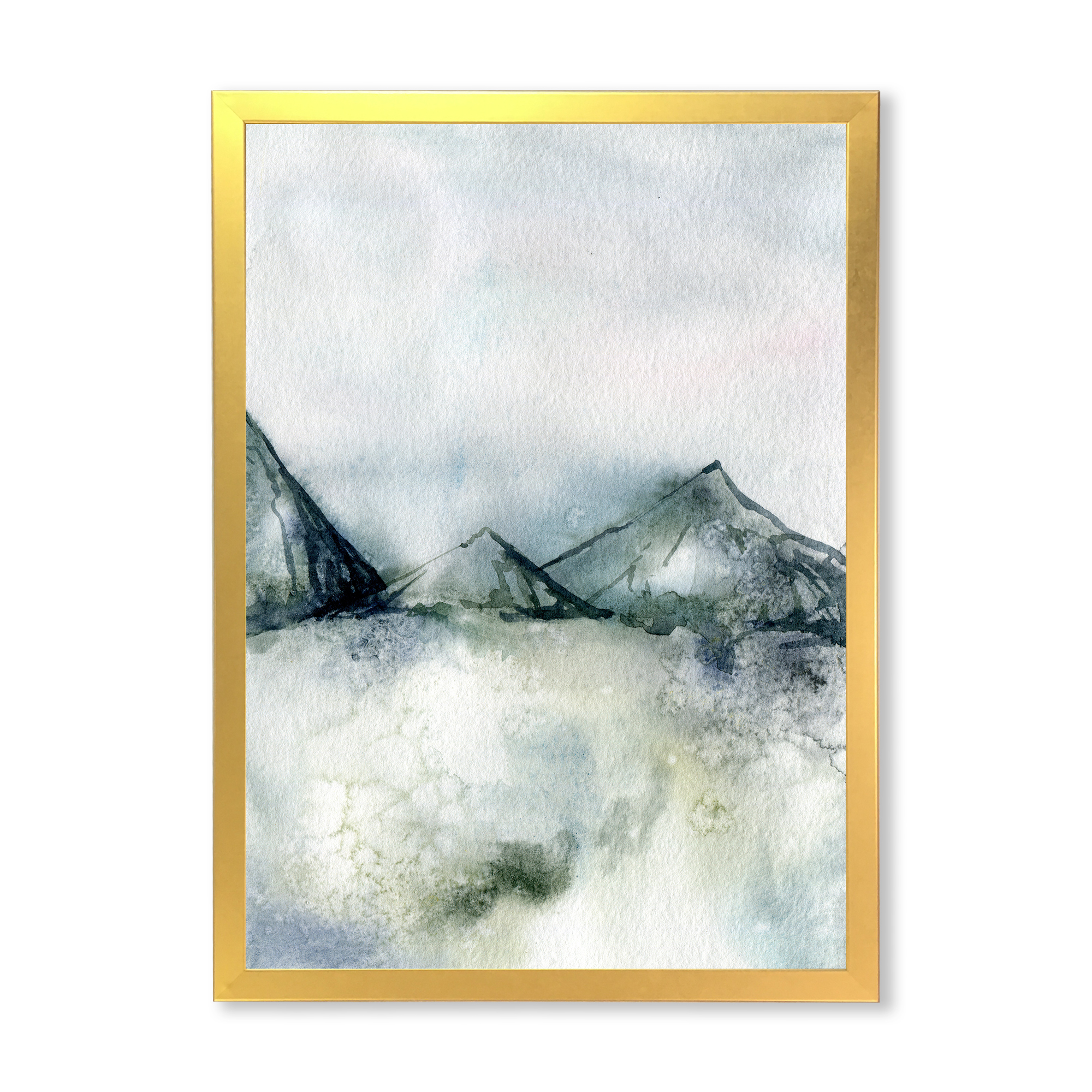 Designart 'Dark Blue Mountain Landscape Winter Minimalistic' Modern Framed Art Print