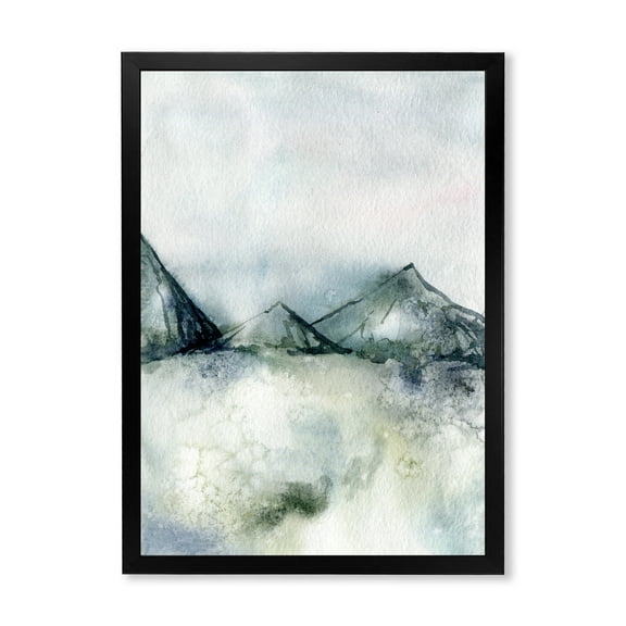 Designart 'Dark Blue Mountain Landscape Winter Minimalistic' Modern Framed Art Print