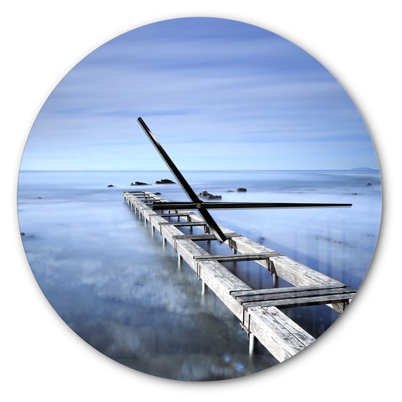 Designart 'Dark Blue Sky and Large Pier ' Modern wall clock