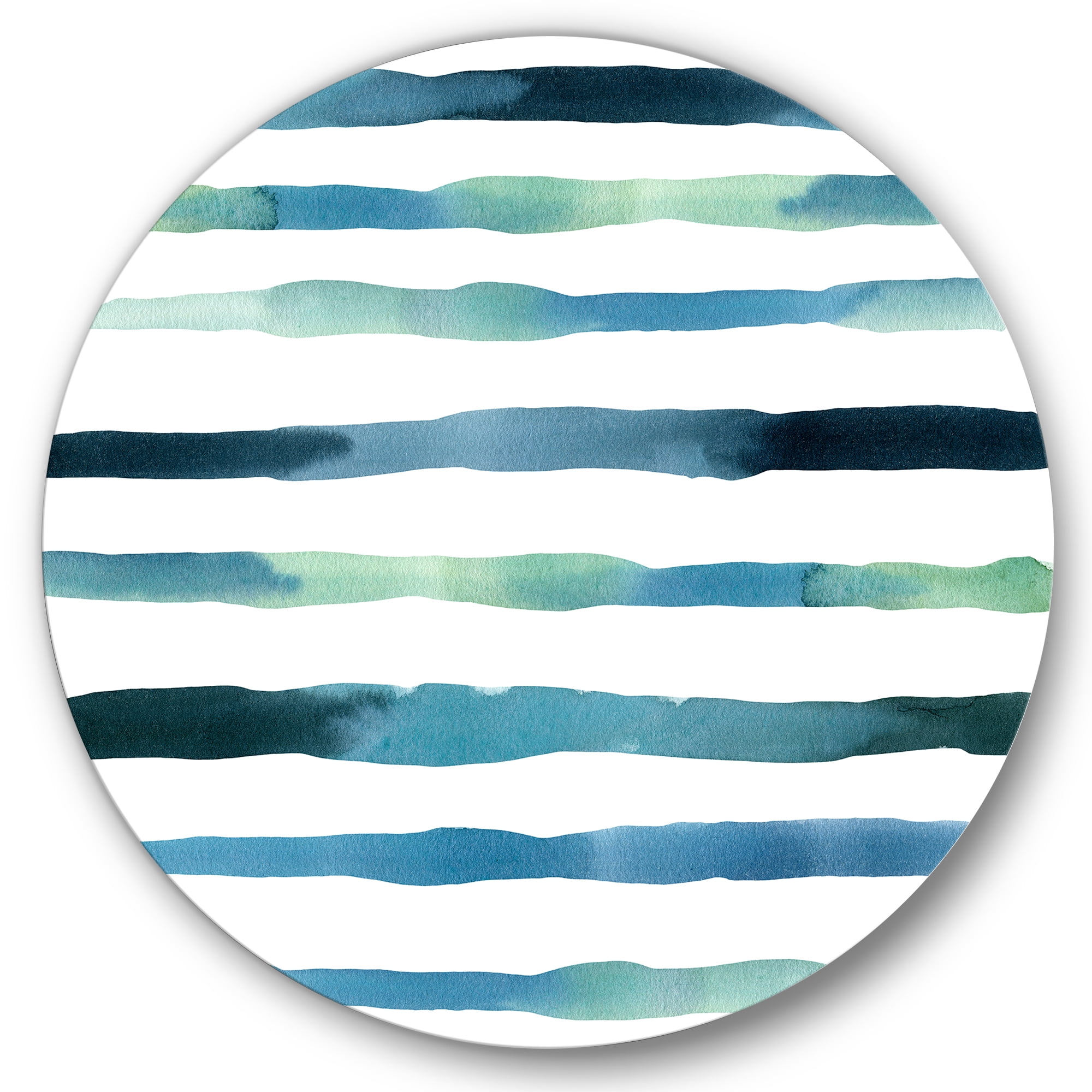 Designart 'Dark Blue Verticals Aquatic ' Modern Circle Metal Wall Art 11x11 - Disc of 11
