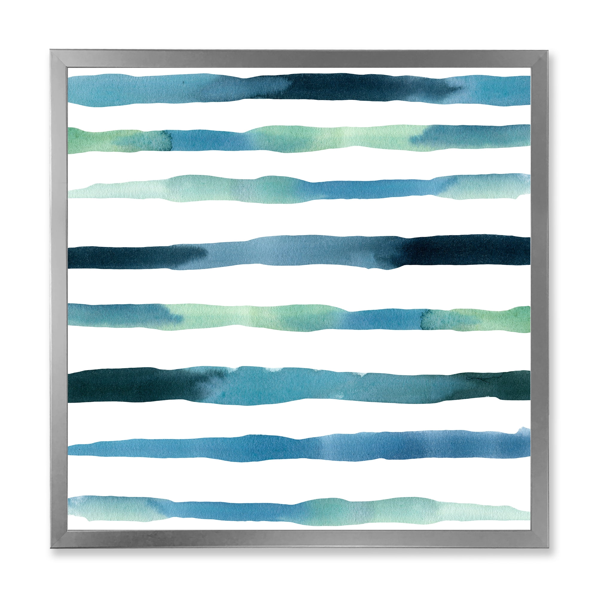 Designart 'Dark Blue Verticals Aquatic ' Modern Framed Art Print