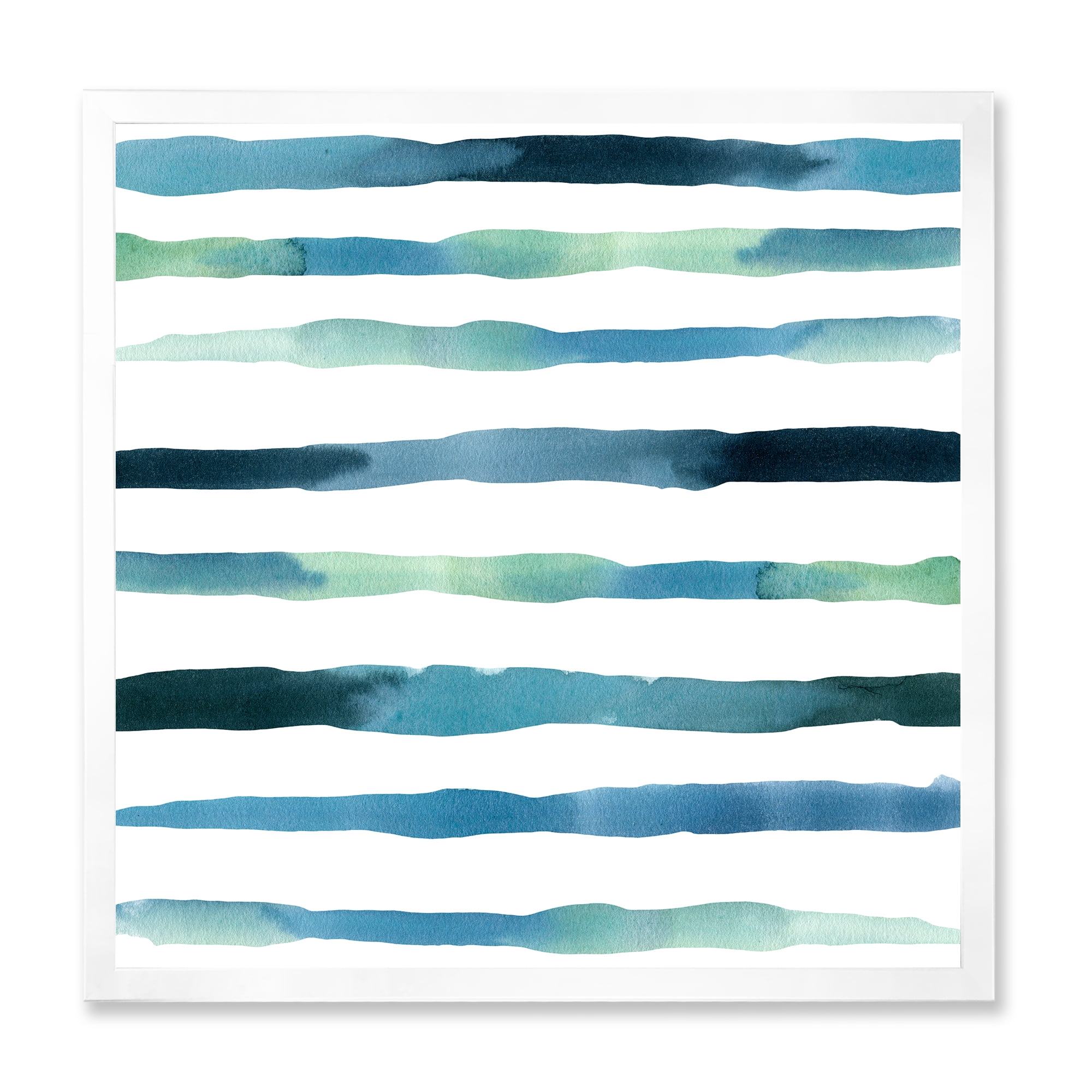 Designart 'Dark Blue Verticals Aquatic ' Modern Framed Art Print