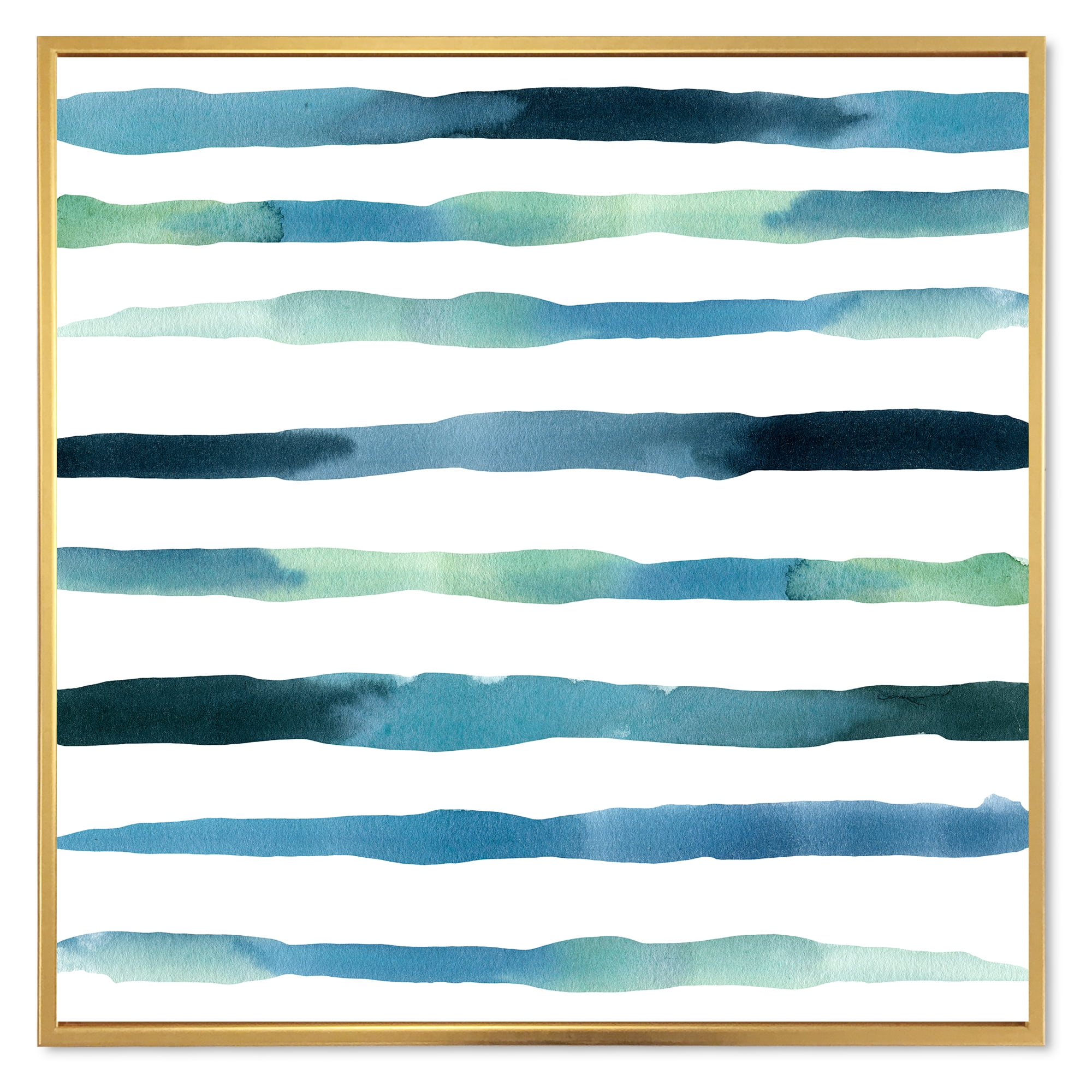 Designart 'Dark Blue Verticals Aquatic ' Modern Framed Canvas Wall Art Print