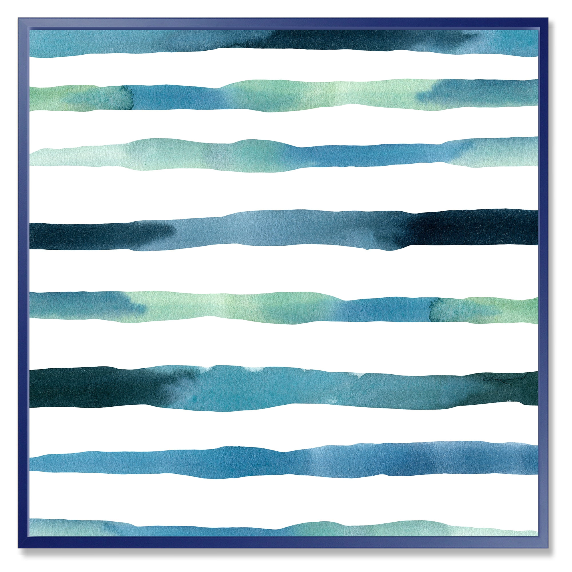 Designart 'Dark Blue Verticals Aquatic ' Modern Framed Canvas Wall Art Print