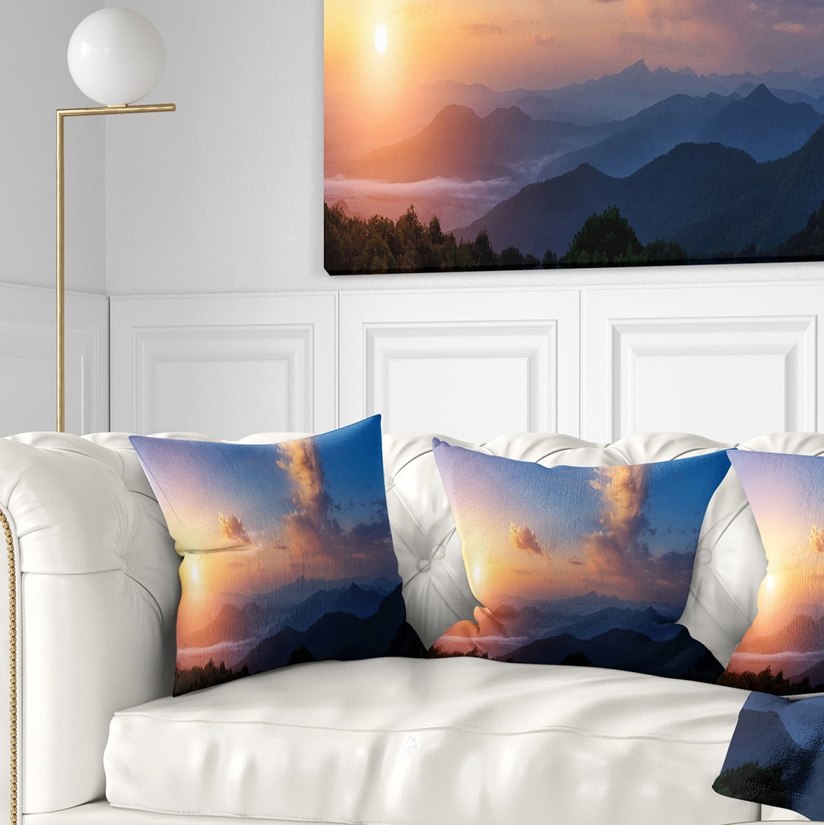 Designart Dark Cloudy Sky Above Mountains - Landscape Photography Throw Pillow - 18x18