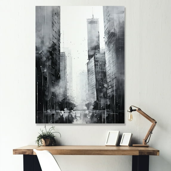 Designart "Dark Elegance Urban Towers" Skyscrapers Wall Decor