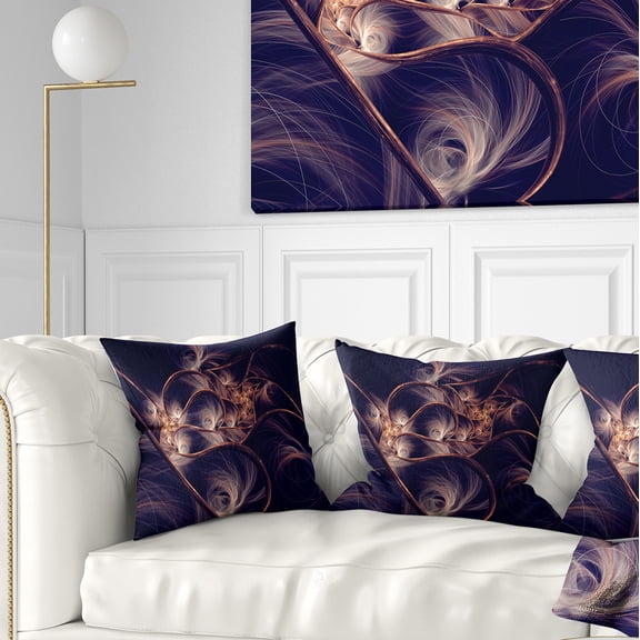 Designart Dark Gold Fractal Flower Pattern - Abstract Throw Pillow - 18x18