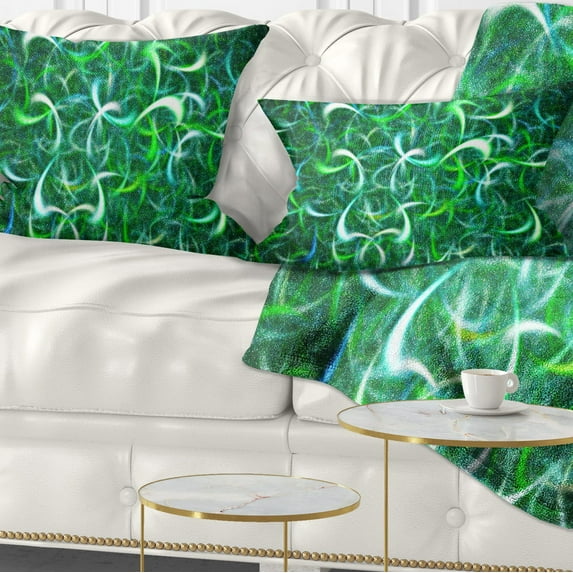 Designart Dark Green Watercolor Fractal Art - Abstract Throw Pillow - 12x20